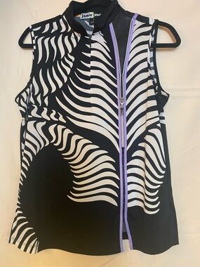 jamie sadock Black, White & Lavender Zebra Print Sleeveless Polo
